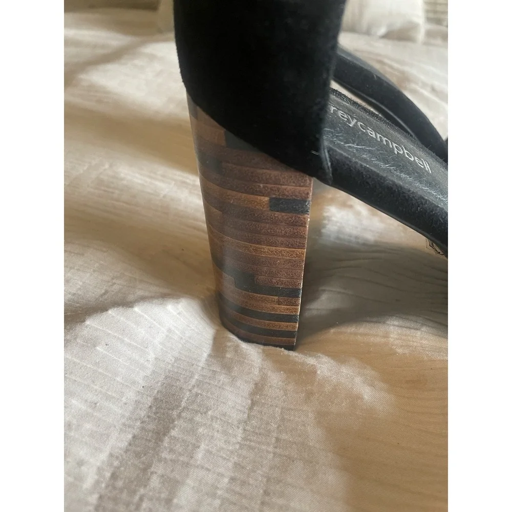 Jeffrey Campbell Lindsay Block heel Size 9.5 Club Party Cocktail Black Velvet